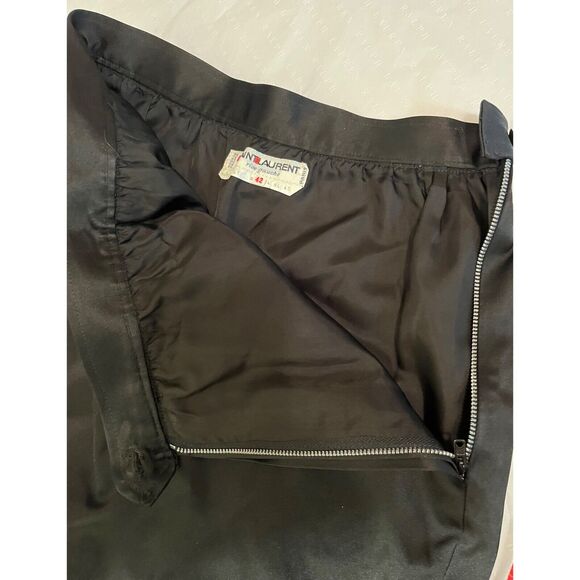 SAINT LAURENT RIVE GAUCHE BLACK SATIN SKIRT Sz: 42 - Picture 7 of 11